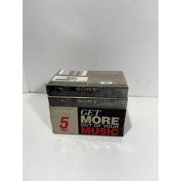 5 Pack SONY UX 60 Blank Cassette‎ Tape Type II High Bias BRAND NEW Sealed - Picture 1 of 5